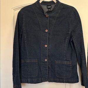 Eileen Fisher Dark Blue Jean Jacket with Brown Buttons